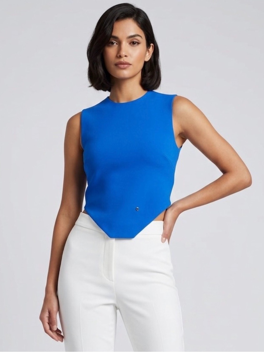 Esteban Cortaza Crew Neck Sleeveless Crop Top